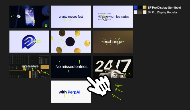 Storyboard grid mapping all ten scenes of the PerpAI explainer