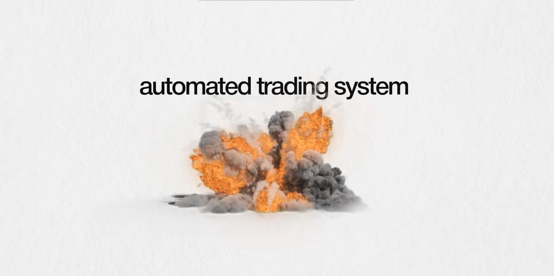 Frame from a Devvy Capital ad: the words 'automated trading system' above an explosion graphic.