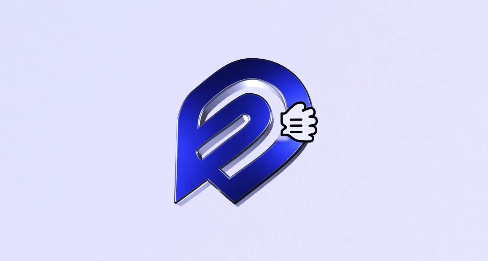 Frame from the PerpAI explainer: the blue 3D PerpAI logomark with the white-glove cursor character.